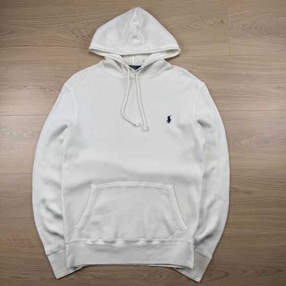 Ralph Lauren Other - Polo Ralph Lauren Cotton Waffle Knit Long Sleeve Hoodie Mens Medium White Blue